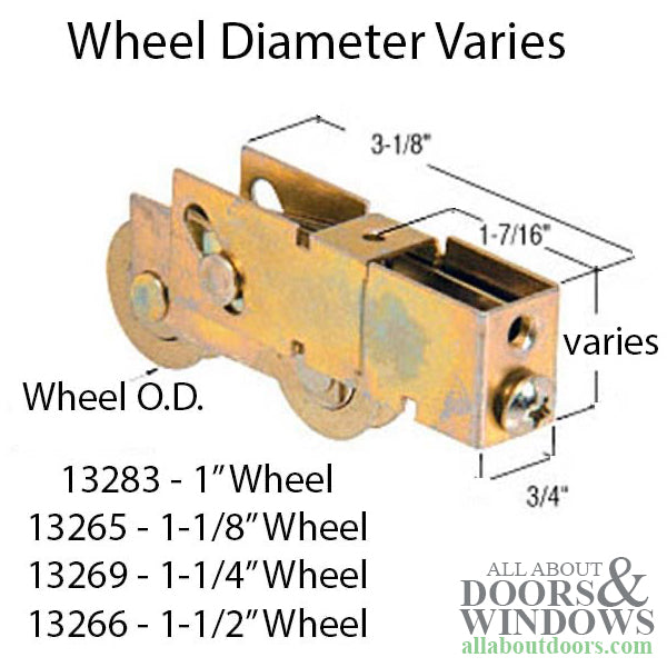 Tandem 1-1/4" Steel Wheel Roller Assembly for Sliding Doors