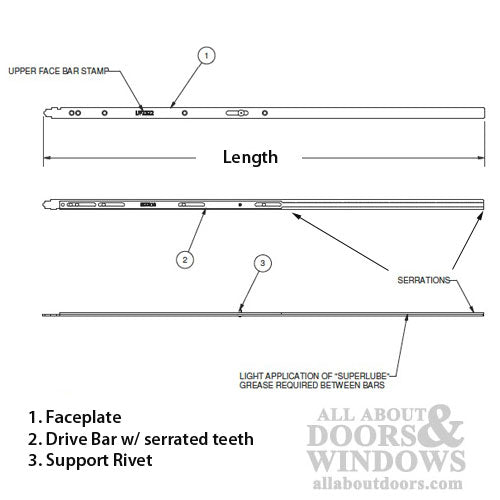 16mm P2000 Passive Upper Extension for Doors 69"–82-1/2"