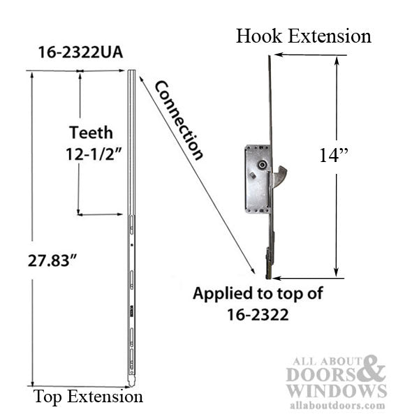 16mm P2000 Active Upper Rhino Hook Extension 14" Adjustable, Stamped 3502