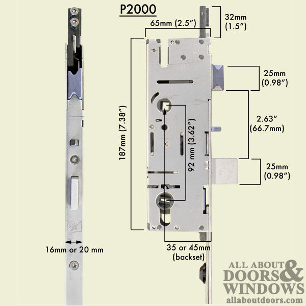 16mm P2000 Active Upper Tongue for 3/5-Point Multipoint Doors