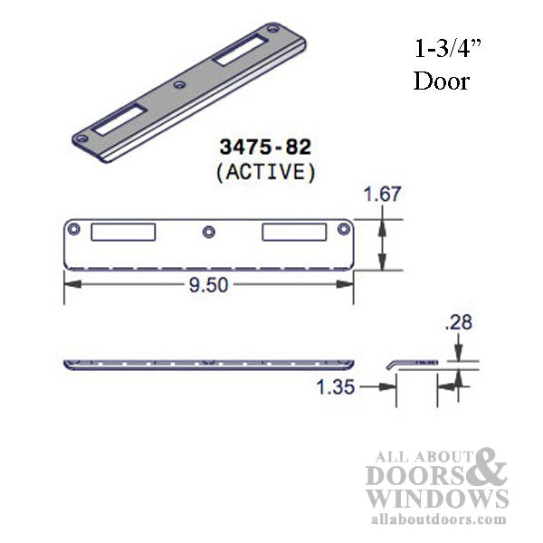 P3000 Active 1-3/4" Flat Strike Plate for Latch & Deadbolt