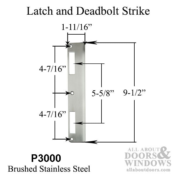 P3000® Curved Lip Strike Plate for Latch & Deadbolt, Stainless Steel