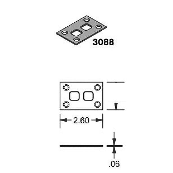 P3000 Double Shootbolt Strike Plate, Flat 0.063" 304 Stainless Steel