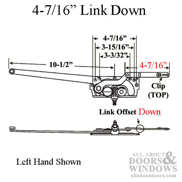 Left Hand Truth EntryGard Casement Operator 4-7/16" Offset Down Link 20810/20544