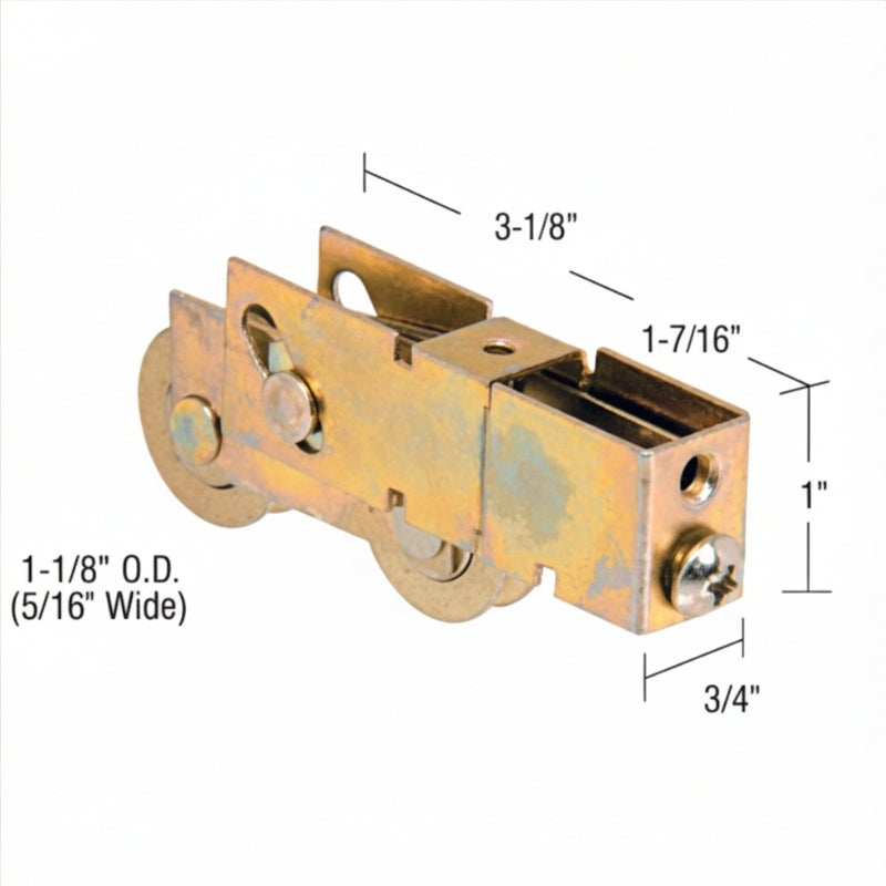 Tandem 1-1/8" Steel Wheel Roller Assembly for Patio Doors