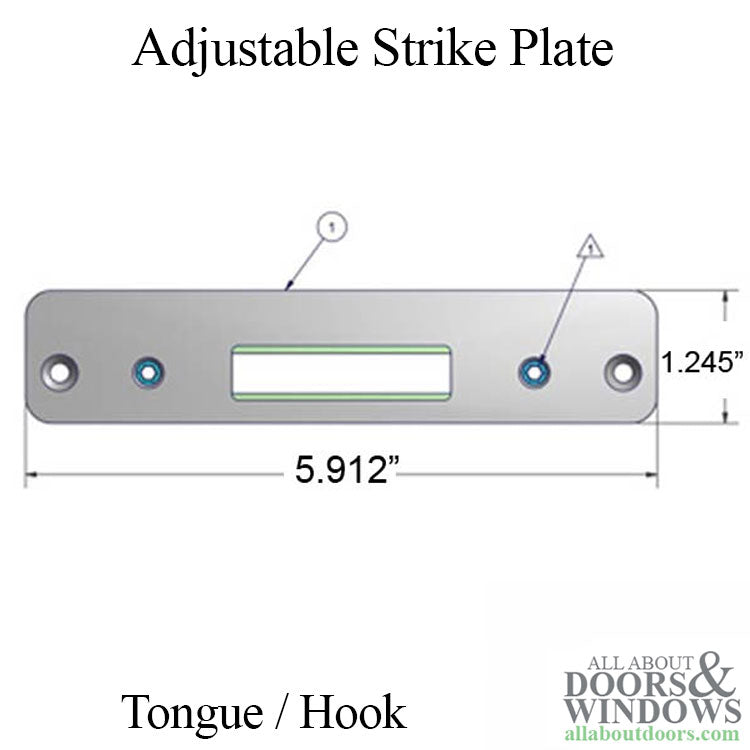 Amesbury Adjustable Stainless Steel Flat Tongue/Hook Strike Plate
