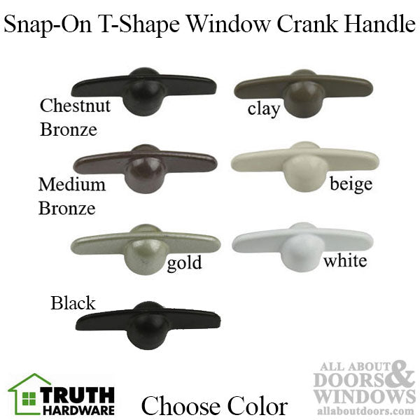 Truth Window Handle 11573 T-Shape Window Crank Snap on Handle 11/32 Spline Window Crank Handle