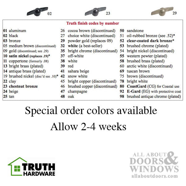 Truth Window Handle 11573 T-Shape Window Crank Snap on Handle 11/32 Spline Window Crank Handle