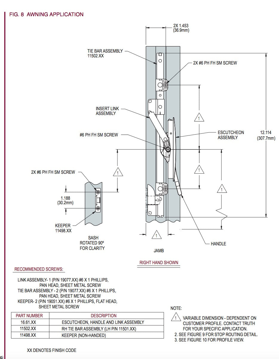 Truth 11648.92 Back Plate Link Assembly for Multipoint Locks