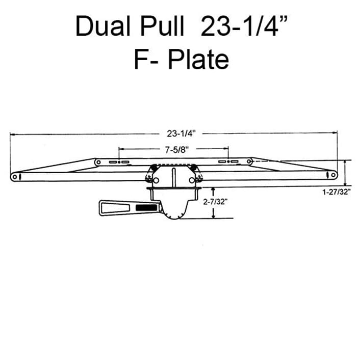 Operator, Dual Hook, Lever, 23-1/4” - longer “F” plate