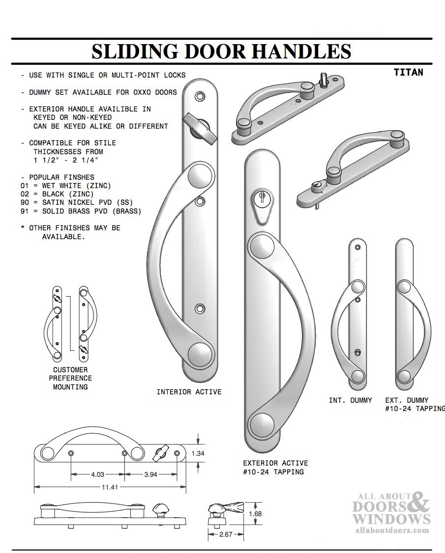 Titan Keyed Handle Set for 1-3/4" Active Sliding Door – Black