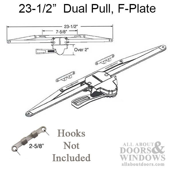 Operator, Dual Hook, Lever, 23-1/4” - longer “F” plate