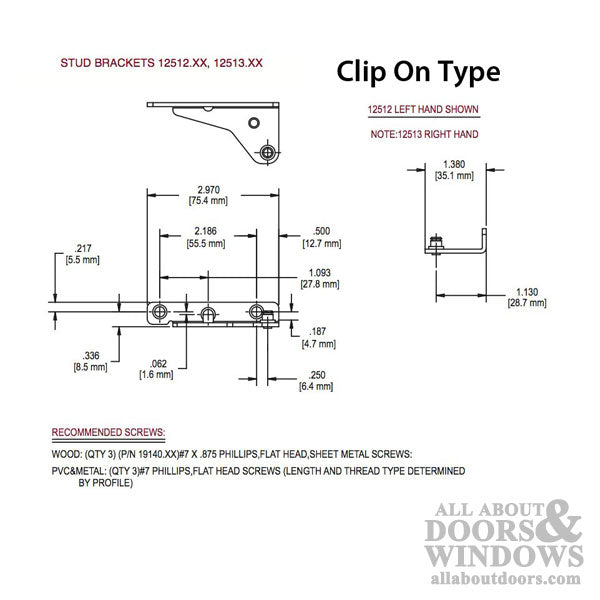 Left Hand Clip-On Stud Bracket 40448 – Truth Part 12512