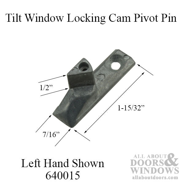 Left Hand Tilt Window Cam Pivot Pin, Zinc, Mill Finish