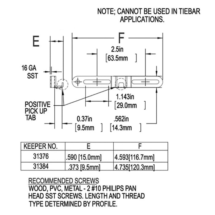 Truth 31376 Keeper with Positive Pick Up Tab for 24 Series Locking Handles