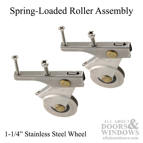 Stainless Steel Spring-Loaded Roller Assembly 1-1/4" Wheel for Bay-Mills Sliding Screen Doors