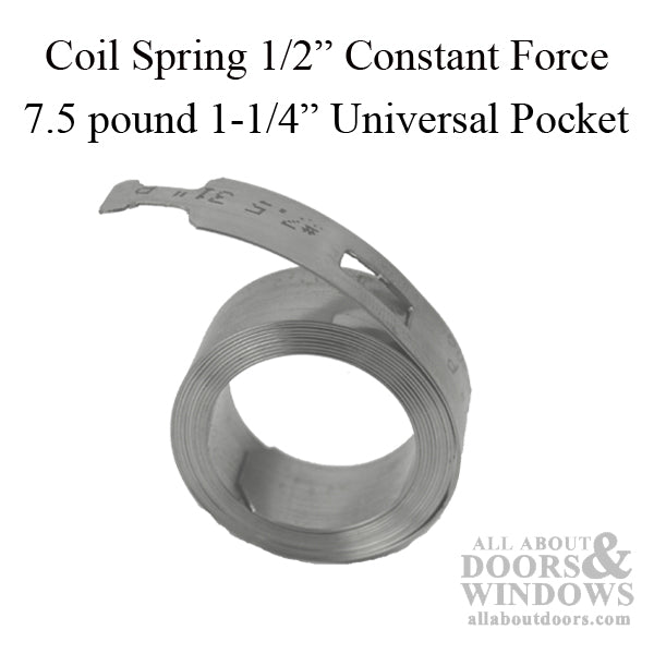 7.5 lb Constant Force Coil Spring, 1/2" for 1-1/4" Window Pocket