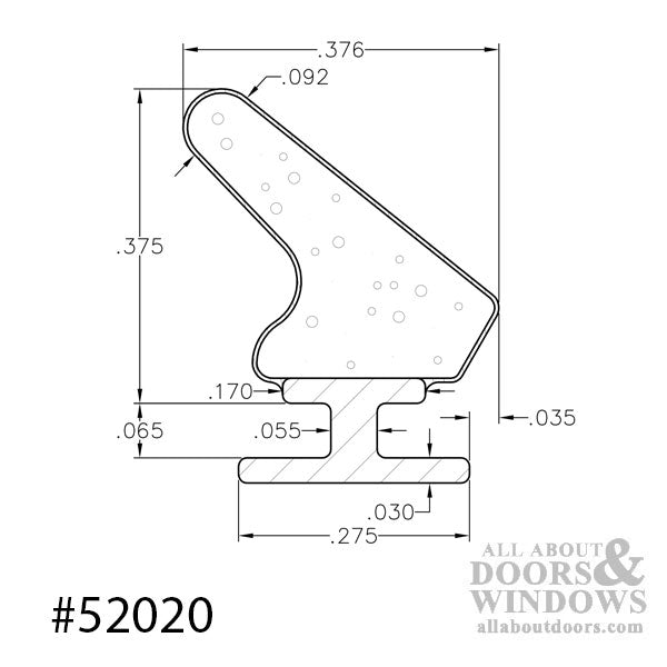 Amesbury 52020 T-Back Foam Filled Weatherstrip .275 Backing .375 Seal Bronze