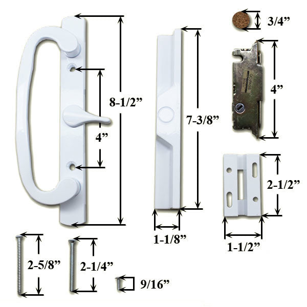 Pella Patio Door Handle Kit Thermastar Vinyl Sliding - White Hardware