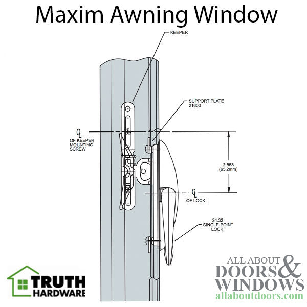 Sash lock, Non-Handed Awning Window, Maxim