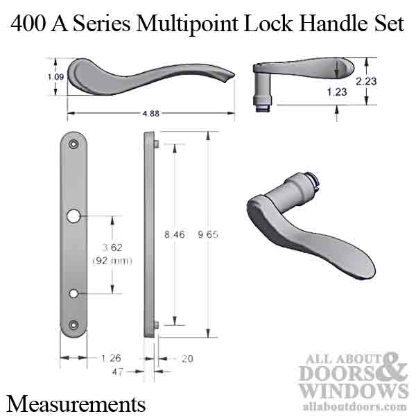 Amesbury 400A Active Handle Set Right Hand Multipoint Lock Trim - Choose Color