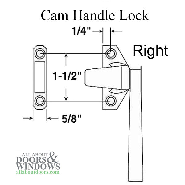 Cam Handle for Hopper Window, Low Profile, Right Hand- Choose Color
