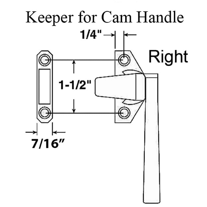 Keeper for Cam Handle for Hopper/Basement Window - Choose Color