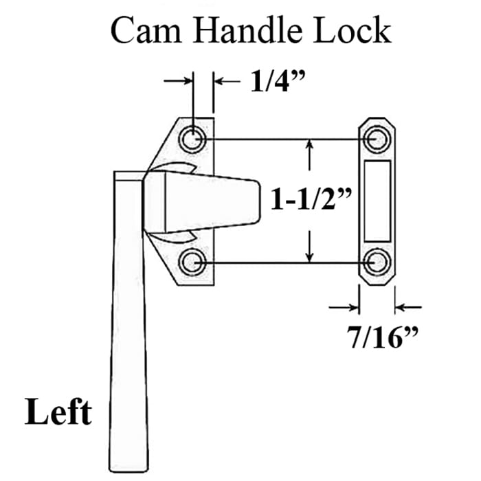 Cam Handle for Hopper Window, Low Profile, Left Hand- Choose Color