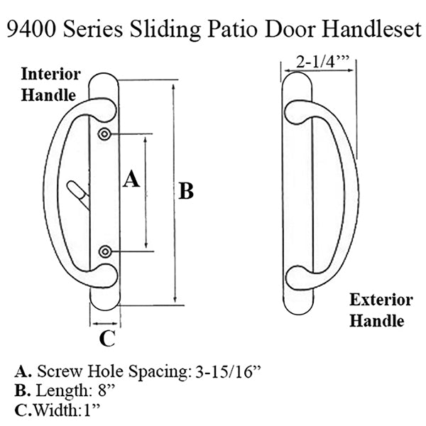Ashland Door Handle Non Keyed For Sliding Patio Door