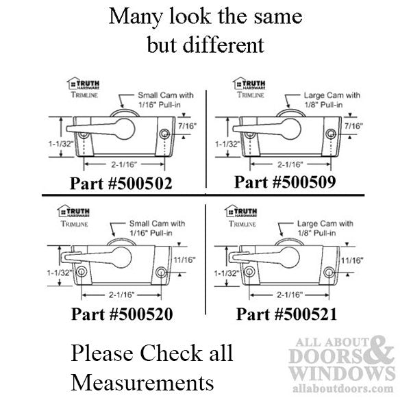 Single/Double Hung Window Sash Lock 2-1/16 inch Screw Spacing