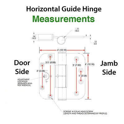Truth Sentry Hinged Door Adjustable Guide Hinge Lho / Rhi 4 X Inches Choose Color Hardware