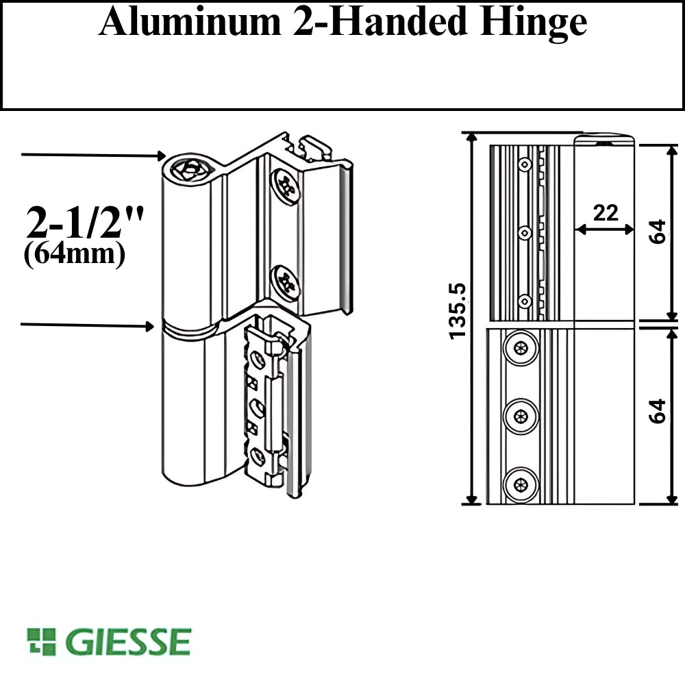 Giesse Celera Clamp Hinge for Aluminum terrace and Balcony Doors - Silver