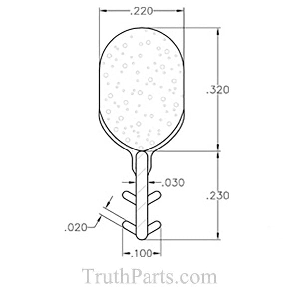Truth TPE Foam-Filled Window Bulb Kerf Slot Slash Weatherstrip, .125" x .250"