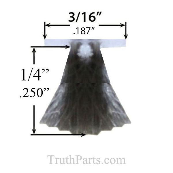 Fuzzy Weatherstrip .187 T-Backing x .250 Pile with Fin Seal
