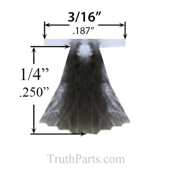 Fuzzy Weatherstrip .187 T-Backing x .250 Pile with Fin Seal