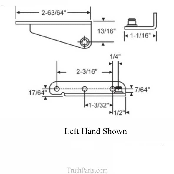 Truth 12784 Casement Sash Bracket Stud Post with Snap Ring