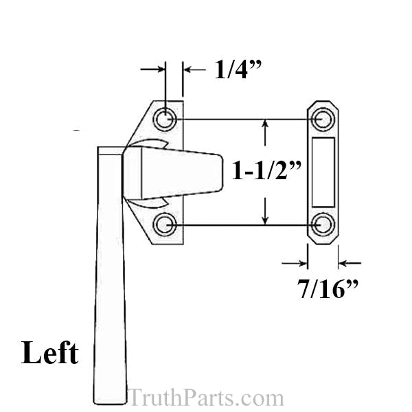 Cam Handle For Hopper Window Low Profile Left Hand- Choose Color Hardware