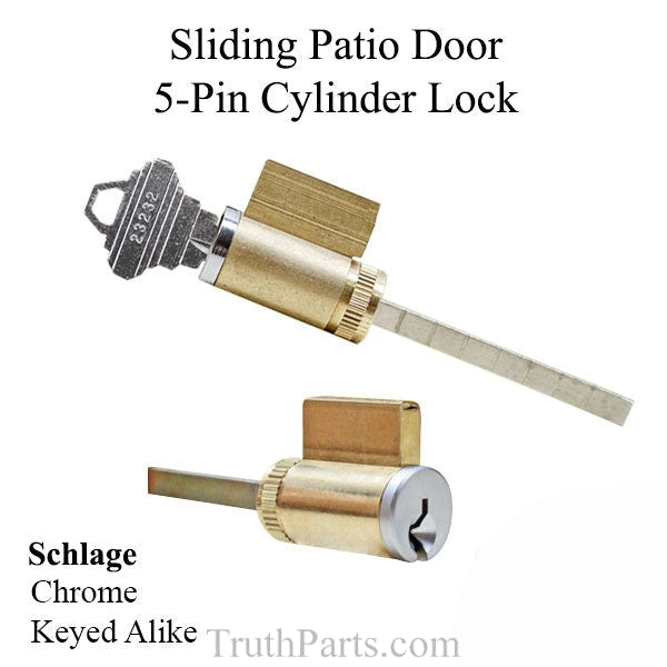 Cylinder, 1 x 1-7/8 tail Piece, for 1-3/4 or 2-1/4 door Schlage Key - Satin  Brass