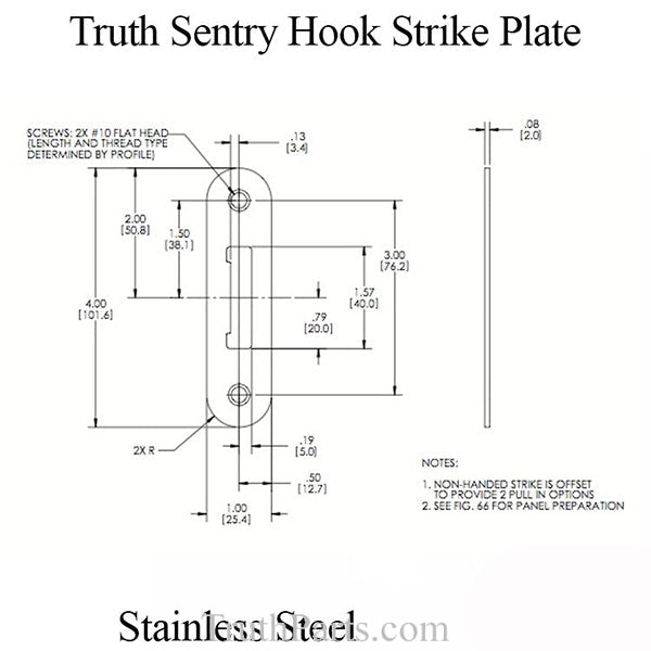 Hook Strike Plate 1-3/16 in. x 3-7/8 in. - Truth® Sentry - SS