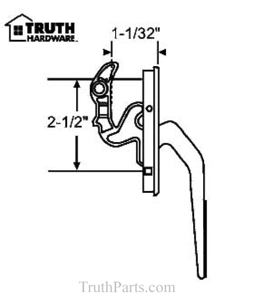Locking Handle Casement Tie Bar 2-1/2 Screw Spacing - Choose Color Hardware